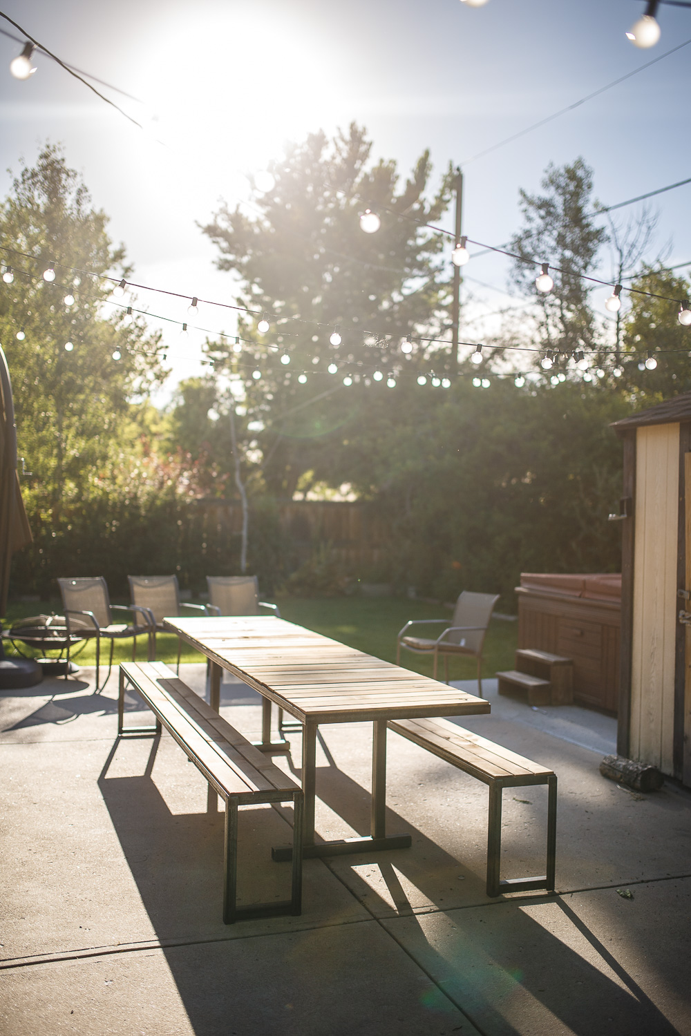 Modern table and Benches for patio